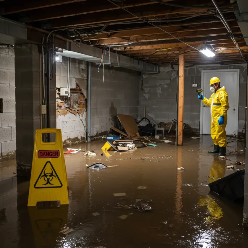 Flooded Basement Electrical Hazard in Fort Branch, IN Property