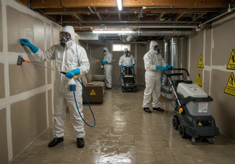 Basement Moisture Removal and Structural Drying process in Fort Branch, IN